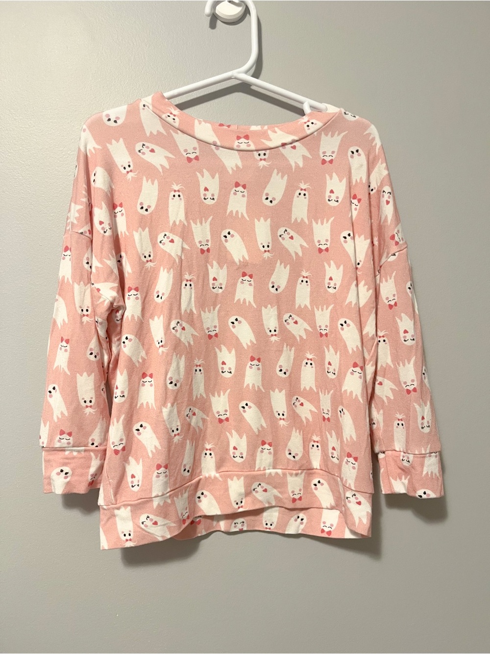 Halloween Girls Bamboo longsleeve shirt - Canadian small shop - ghosts, pink